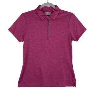 Callaway Girls Golf Polo Shirt Short Sleeve Quarter Zip Heather Pink Size Small